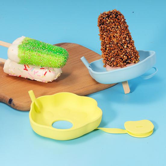 Силиконовый держатель для мороженого, герметичный, безопасный для детей, беспроблемный держатель для лакомств, держатели для мороженого в рожках из пищевой стали со встроенной трубочкой для детей