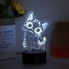 1 шт. Креативный мультяшный кот 3D ночник с питанием от USB, сенсорный, семь цветов, окружающий свет, декоративный свет, подарочный свет