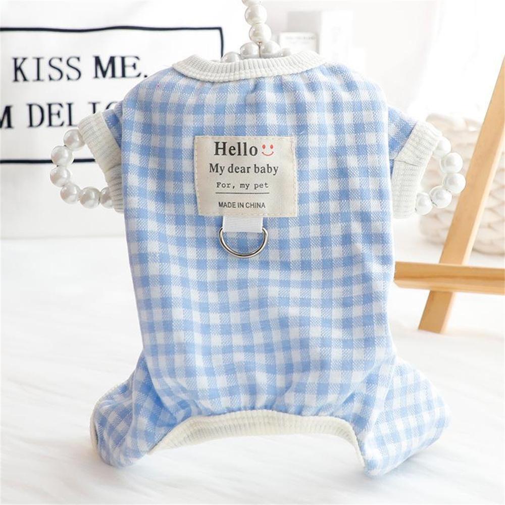Spring Autumn Puppy Dog Jumpsuit with Traction Ring Plaid Pet Rompers Overalls for Small Dogs Yorkshire Maltese Mascotas Pajamas