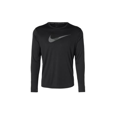Dri-FIT UV Run Division Miler Large Logo Быстросохнущая дышащая рубашка для бега с длинным рукавом для мужчин, черные топы DD6000-010