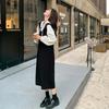 Women's Korean-Style Black Vest Skirt Suit with Hooded Shirt, 2025 Spring/Autumn Collection.