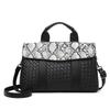 Women's High End Handbag, Large Capacity Python Pattern Woven Boston Bag, Single Shoulder Crossbody Women's Bag