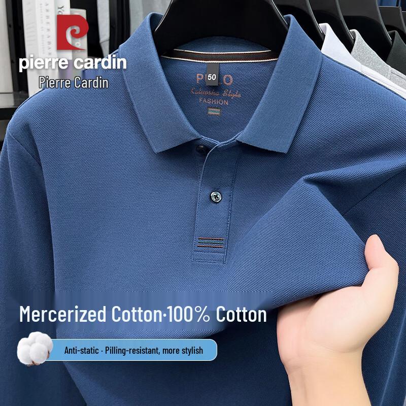 Pierre Cardin Мужская легкая деловая хлопковая футболка-поло с длинным рукавом