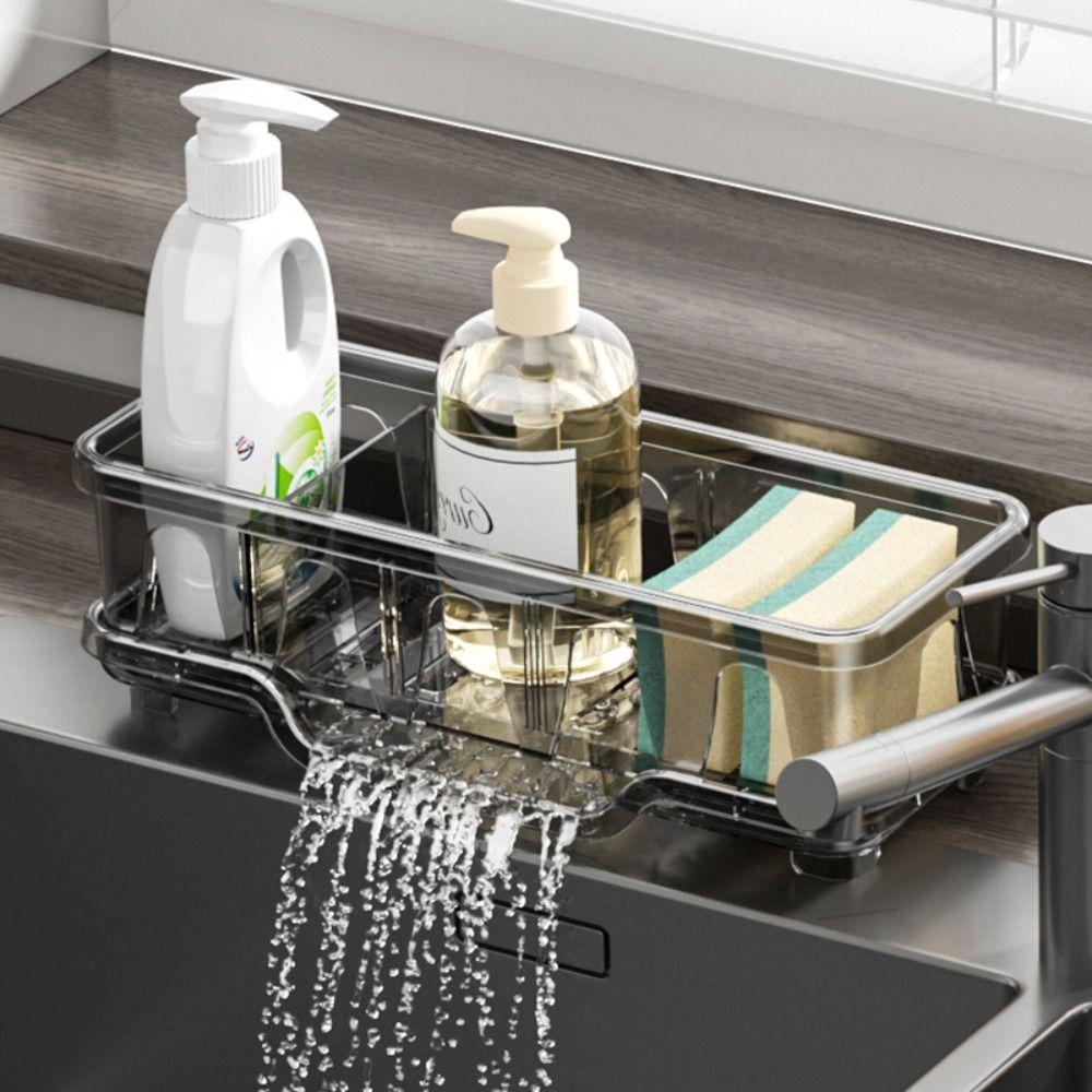Detachable Partition Kitchen Sink Sponge Rack Moisture-proof Quick Dry Self-Draining Kitchen Sink Organizer
