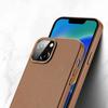 Dux Ducis Grit Leather Case For Iphone 14 Elegant Faux Leather Cover (Magsafe Compatible) Brown