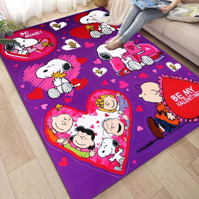 Non-slip area rug for living room with Snoopy cartoon design, soft rug for bedroom, children's playroom, sofa, home decor, doorm
