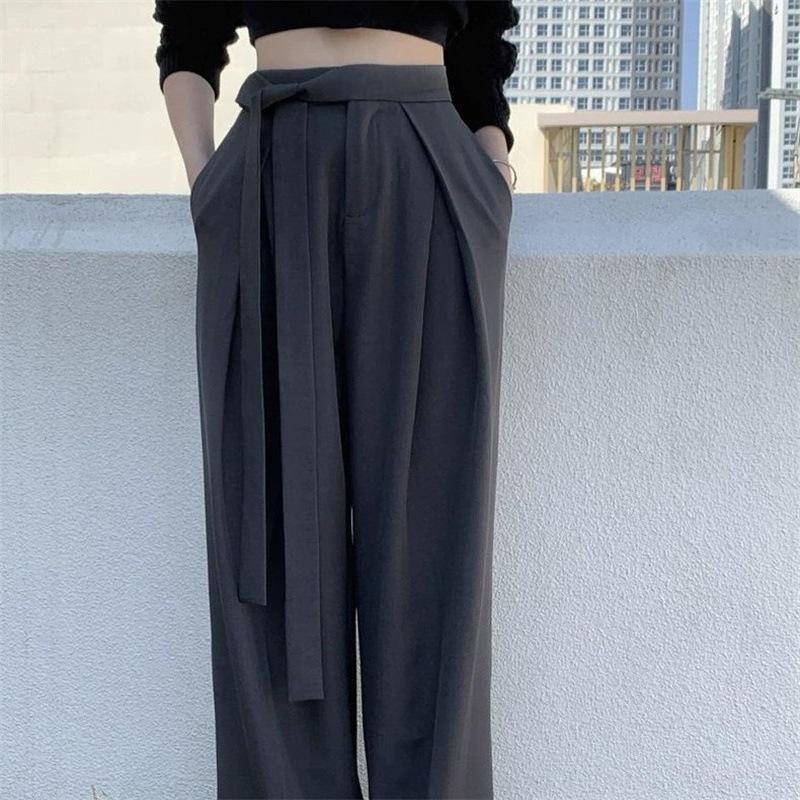 Женские брюки в стиле вестерн с драпировкой, осенние, широкие штанины, создающие уникальный повседневный образ для поездок на работу, женские брюки