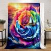 Rainbow Rose with Sailboat and Waves Patterned Flannel Blanket Perfect for the Bedroom Living Room, Sofa, or a Little Nap