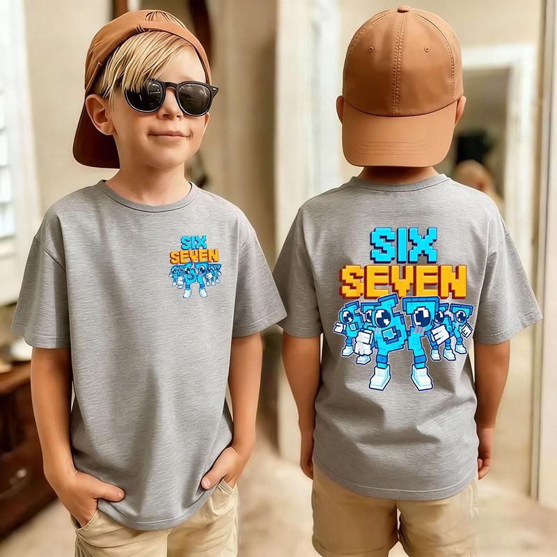 Six Seven Italian Brainrot 67 Number Graphic Cartoon Print TShirt BoyGirl Summer Short Sleeved Kids Casual Tshirt Top
