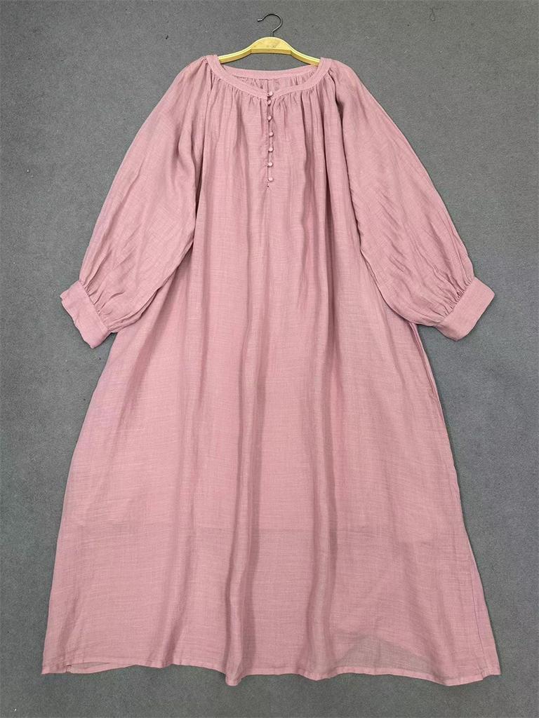 Johnature Хлопковое однотонное платье с полуоткрытым воротником и короткими рукавами, женские летние винтажные японские платья миди