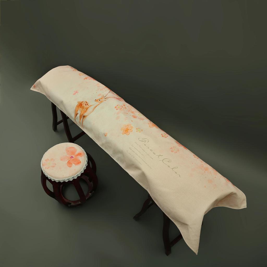 Chinese Ancient Style 163-165cm Elegant Guzheng Cover Dust Cover Edge Classical Literary Piano Organ Keyboard Furniture Cover