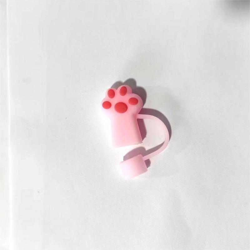 6pcs Cute Cartoon Cat Paw Straw Lids, 10mm Reusable Dustproof Silicone Straw Plugs, Cup Accessories