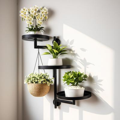 Вращающаяся полка для растений на окно, металлическая 3-ярусная подвесная подставка для растений, настенный держатель для горшечных растений для декора дома, офиса, спальни в помещении и на открытом воздухе