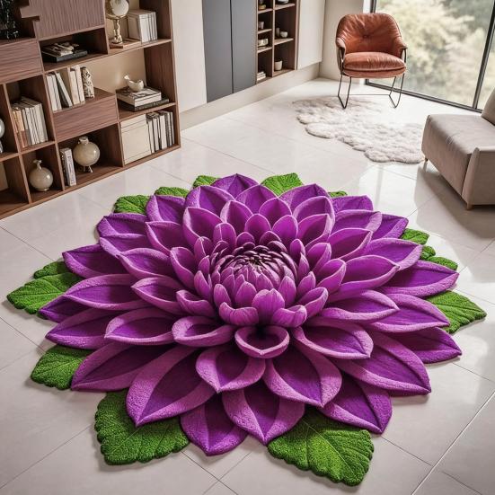 3D Flower Floor Mat Absorbent Large Flower Area Rug Non-Slip Bathroom