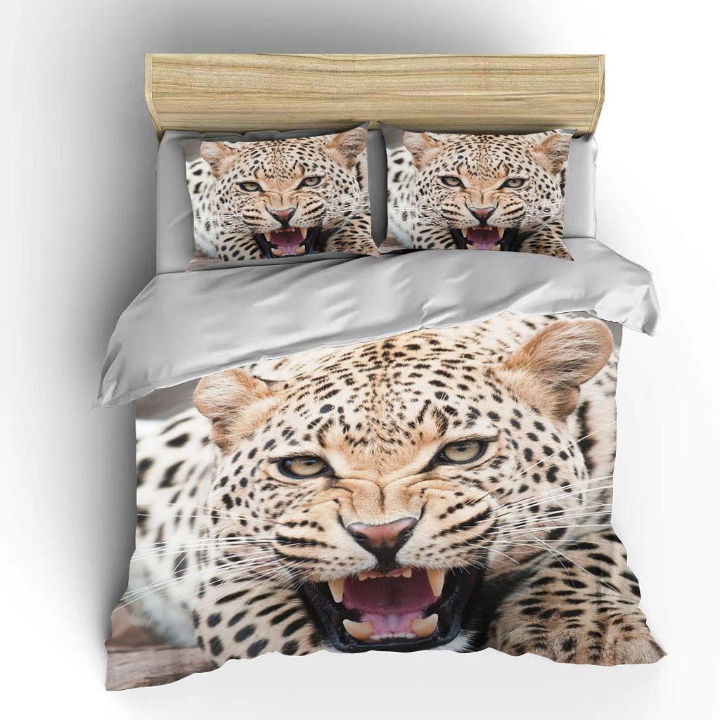 Новый 2023 Леопардовый Постельный Комплект 3D Принт Животное Пододеяльник Черный Белый Роскошный Домашний Текстиль Размер Квин Кинг Для Взрослых Детей
