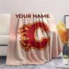 Custom Name,Calgary Flames Printed Flannel Blanket, soft throw for bedroom sofa, washable, Christmas present, great gift.