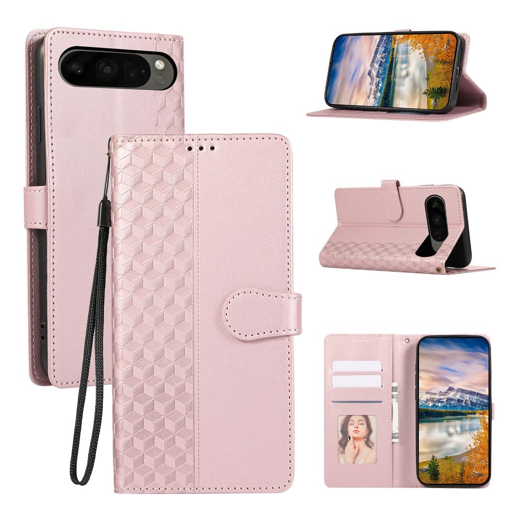 Plaid Leather Flip Phone Case for Google Pixel 10 Pro XL Pixel11 10A 9 9A 8 8A 7 7A 6 6A Buckle Card Holder Wallet Lanyard Cover