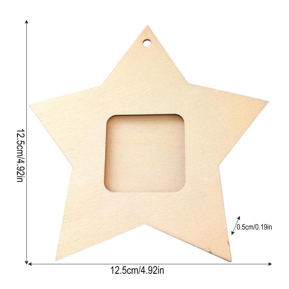 10Pcs Wooden Hanging Picture Frame Diy Mini Star Ornament Album Party Decor