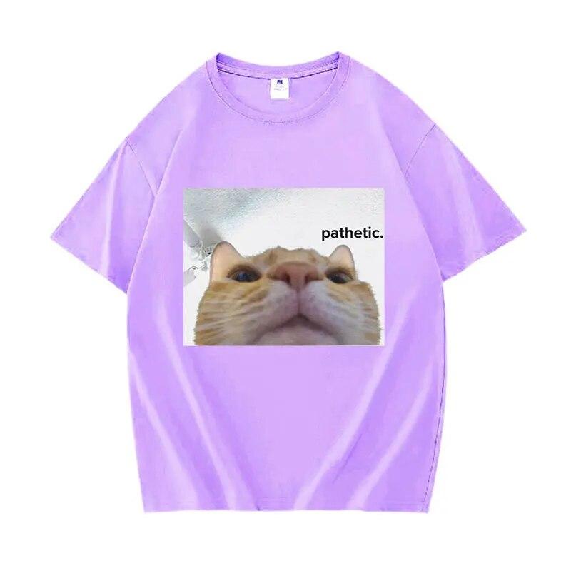 Забавные футболки с рисунком Pathetic Cat Meme, женские модные повседневные футболки унисекс с коротким рукавом, летние футболки большого размера из 100% хлопка с круглым вырезом