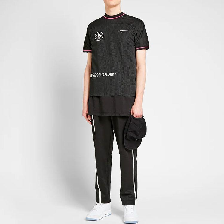 Off-White Футболка с коротким рукавом с круглым вырезом и принтом, мужские топы обычного кроя, черные OMAA022R191010151028