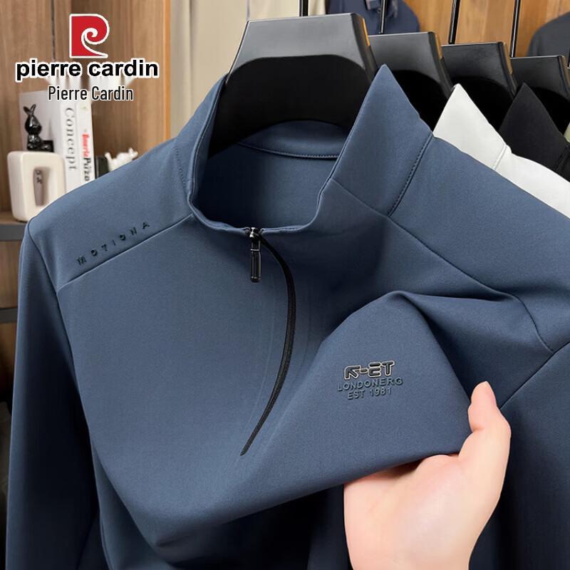 Pierre Cardin Мужская повседневная футболка с длинным рукавом и полумолнией