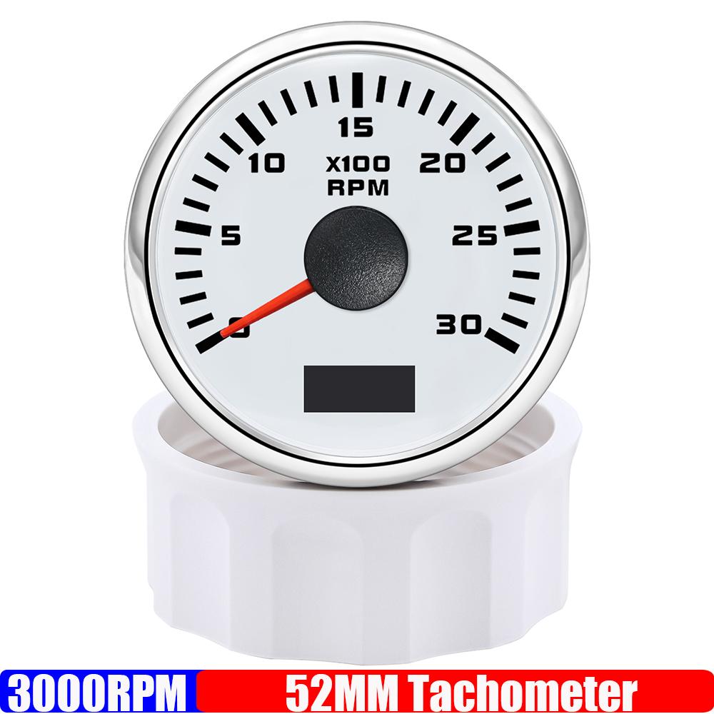 2" 52mm Tachometer 3000RPM 4000RPM,6000RPM,70000RPM,8000RPM Tacho Gauge Red Light RPM Meter for Boat Marine Car 12V24V