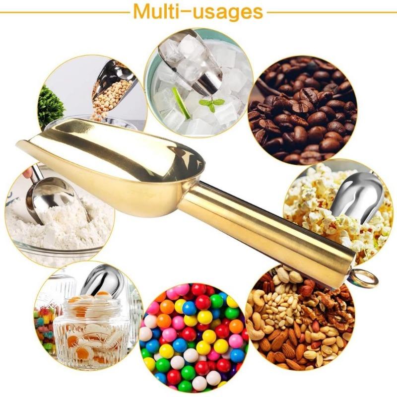 Мини-совок для льда, ложки из нержавеющей стали на унцию для кубиков льда/конфет/муки/сахара, металлические универсальные совки для канистр, выпечки, кухонной кладовой