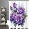 Фиолетовая шторка для душа с бутонами роз, Декоративная шторка для душа для ванной, Водонепроницаемая шторка для душа с крючками