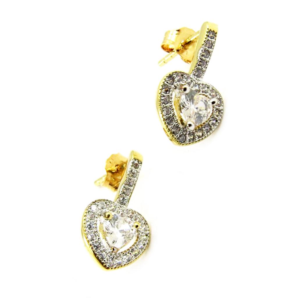 Les Trésors De Lily [L3722] - Gold Plated 'Love' Earrings - 15x8 Mm