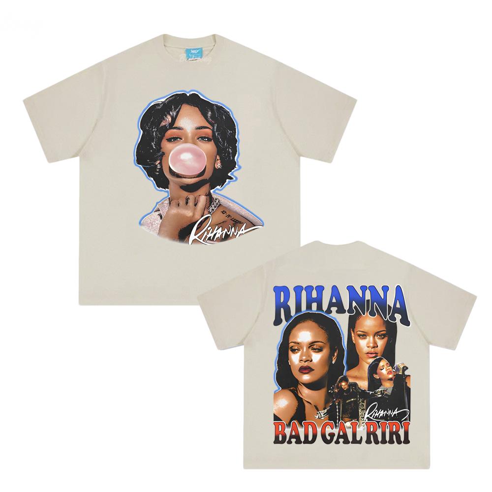 Футболка RIHANNA BUBBLEGUM Футболка с коротким рукавом в том же стиле певицы Рианны 100% Хлопок Модная Удобная Одежда Harajuku Летняя Футболка