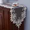 Lace Table Runner with Tassels, Anti-Wrinkle Vintage Table Runner, Decorative Runner with Beaded Flower & Leaf Embroidery for Dining Coffee Table
