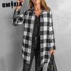 Женские модные повседневные осенне-зимние клетчатые кардиганы с длинными рукавами и воротником-поло, пальто