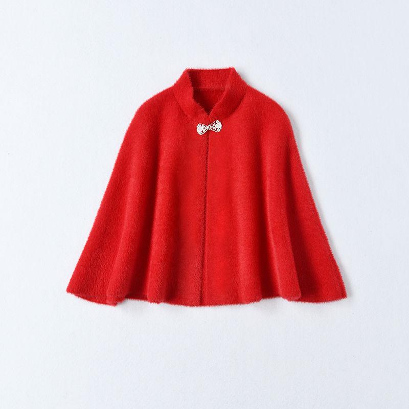 Маленькая шаль женский осенне-зимний наряд однотонный короткий плащ пальто кардиган женский вязаный свитер