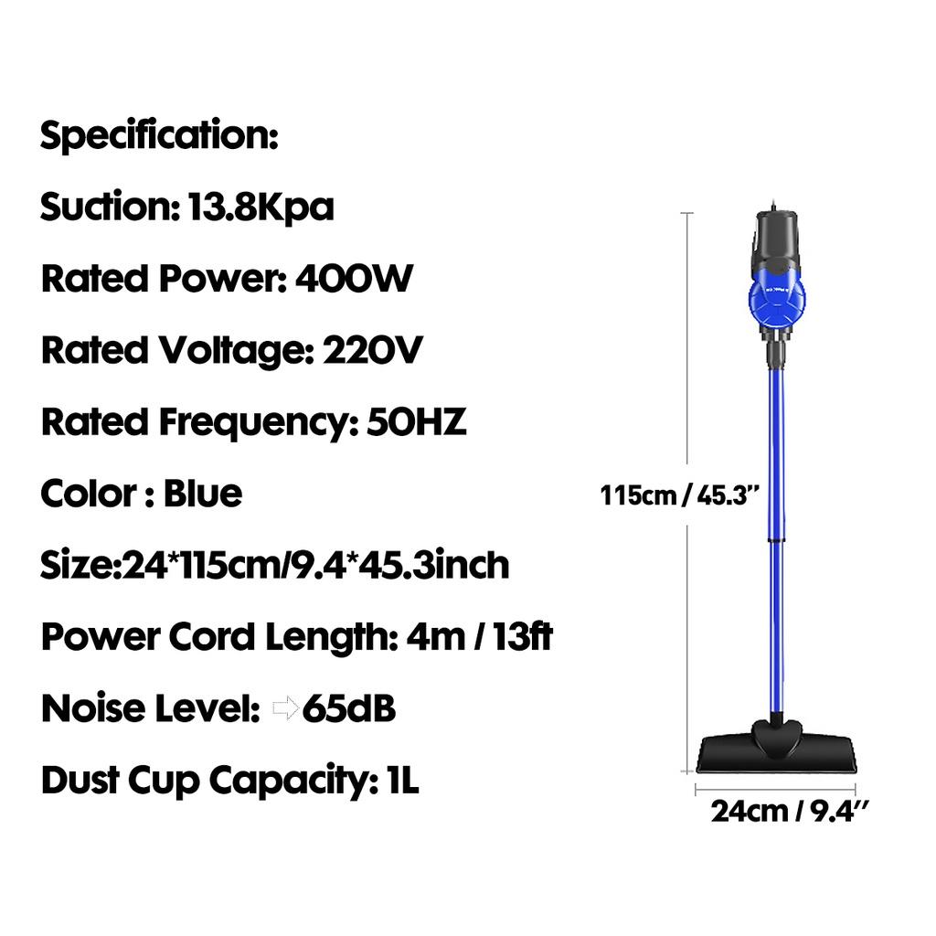 400W 220V 13800pa Vertical Handheld Vacuum Cleaner with 1L Dustbin 13800Pa Powerful Suction For Household Home Cleaning Mute Dust