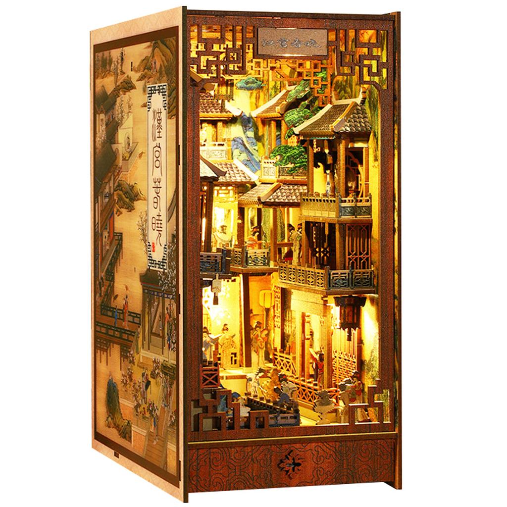 Набор для создания книжного уголка своими руками, 3D деревянная пазл-вставка в книжную полку, Декор со светодиодной подсветкой-сенсором, Миниатюрный домик-кукла, Набор для сборки для детей и взрослых