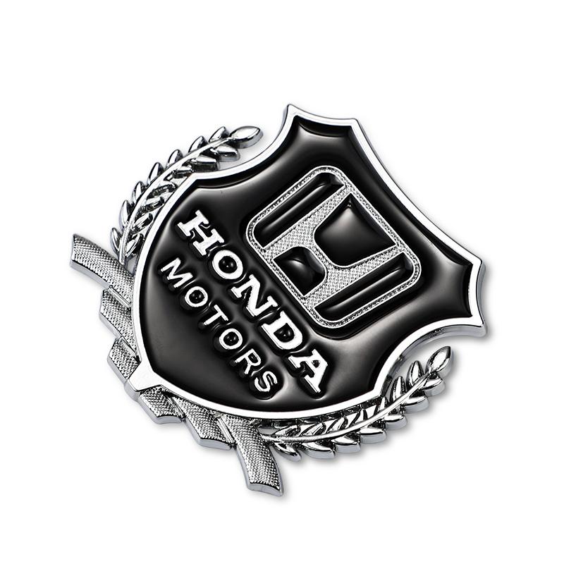 AAALY1 2Pcs Car Logo Metal Sticker Window Trunk Emblem Accessories For Honda Civic Fit Jazz Accord Pilot CRV Odyssey Passport City HRV