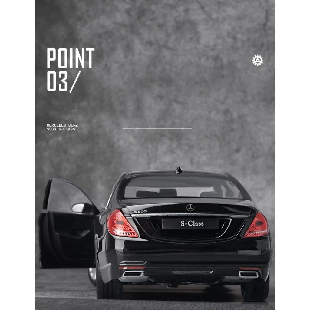 Welly 1/24 Mercedes-Benz S-Class S500 Модель автомобиля из сплава Литой металлический игрушечный транспорт Модель автомобиля Высокая симуляция Коллекция Детские подарки