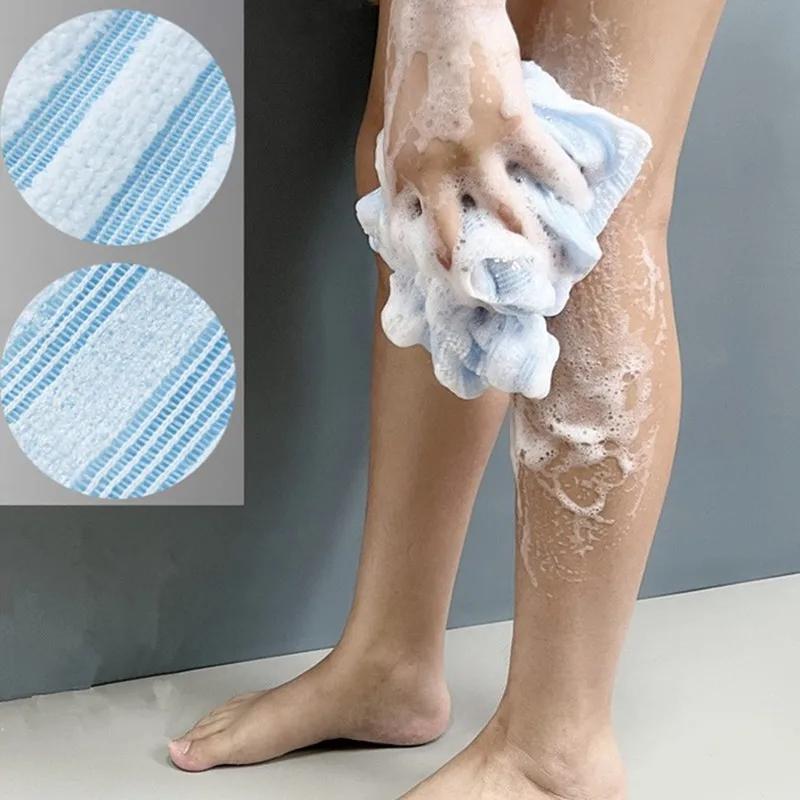 Отшелушивающая мочалка для мытья спины для душа для мужчин Многофункциональное пенопластовое банное полотенце с ионами серебра Сверхдлинные отшелушивающие полотенца