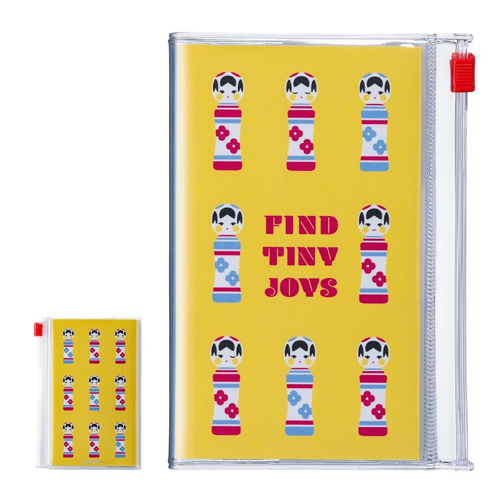 Limited Edition EDiT Small Grid Notebook with PVC featuring Japanese Icons Kokeshi Dolls Marks (B7 size, cover) - EDI-NB36-B