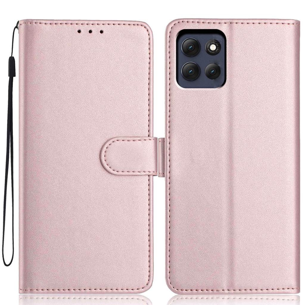 For Motorola Moto G86 Power 5G Wallet Case with Strap/Multiple Card Slots Solid Color Leather Stand Phone Cover