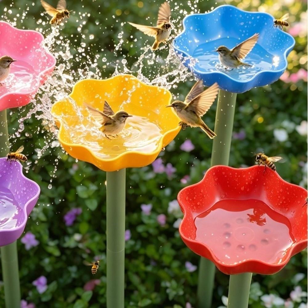 Detachable Flower Shape Garden Birdbath Weather Resistant Bird Water Feeder Yard