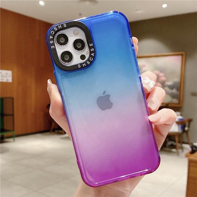 Противоударный прозрачный чехол для телефона с градиентом для Iphone 14 13 Pro Max 12 11 Pro Max Xr Xs X 14plus 13, прозрачный мягкий бампер, задняя крышка