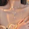 New Fashion Trend Unique Design Elegant Delicate Zircon Butterfly Flower Pearl Clavicle Necklace Women 'S Jewelry Party Gift