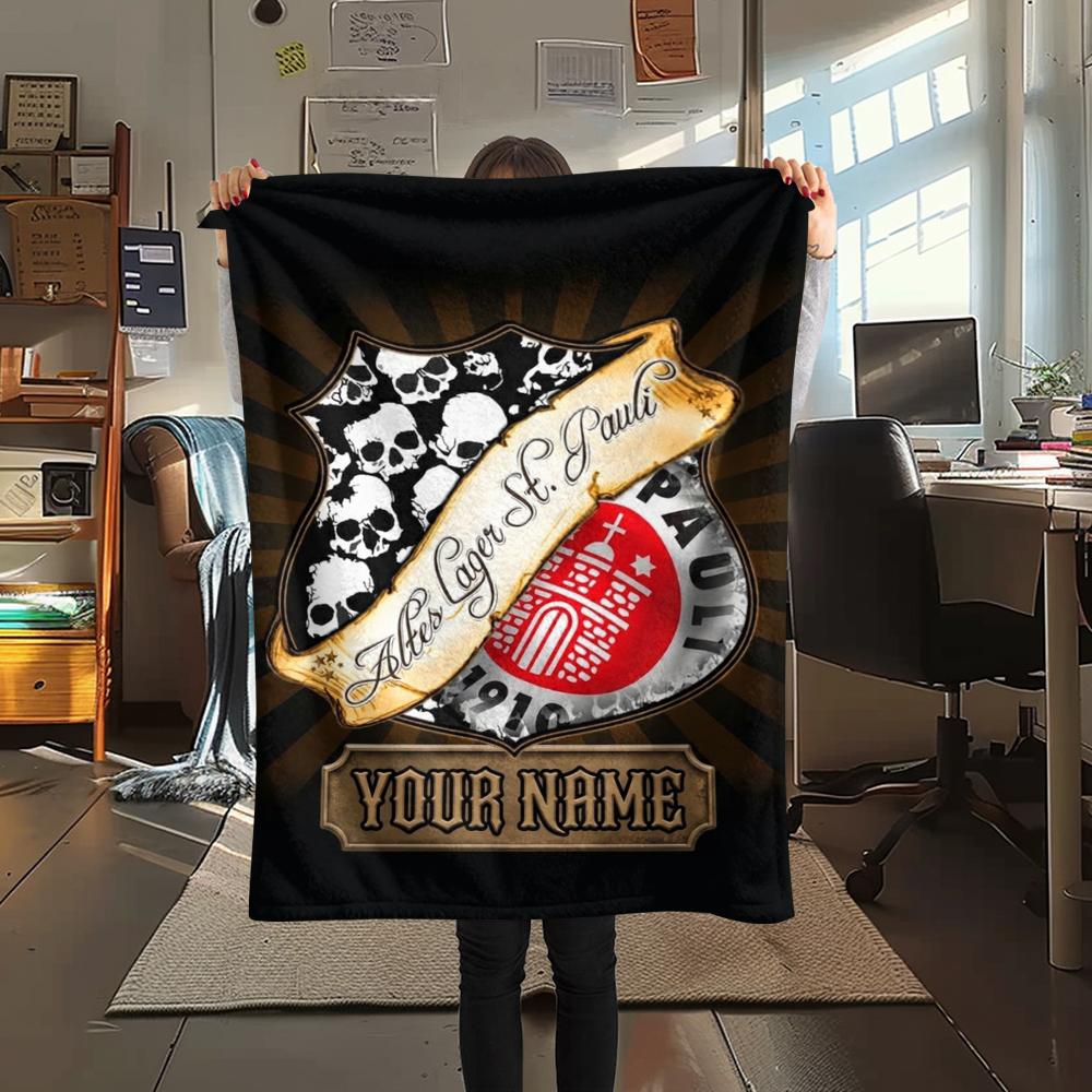 1PC Custom Name St. Pauli Patterned Flannel Blanket Suitable For All Seasons for Home Decor Warmth and Comfort Gifts Holiday Present_lx