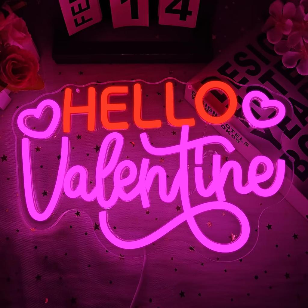 Неоновая вывеска Hello Valentine День Святого Валентина Светодиодное Неоновое Сердце Светящаяся Вывеска для Украшений Вечеринка Любовник Дом Клуб Бар