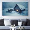 Nordic Landscape Oil Painting Snow Mountain Wooden House Art Canvas Painting Living Room Corridor Office Home Decoration Mural No Frame