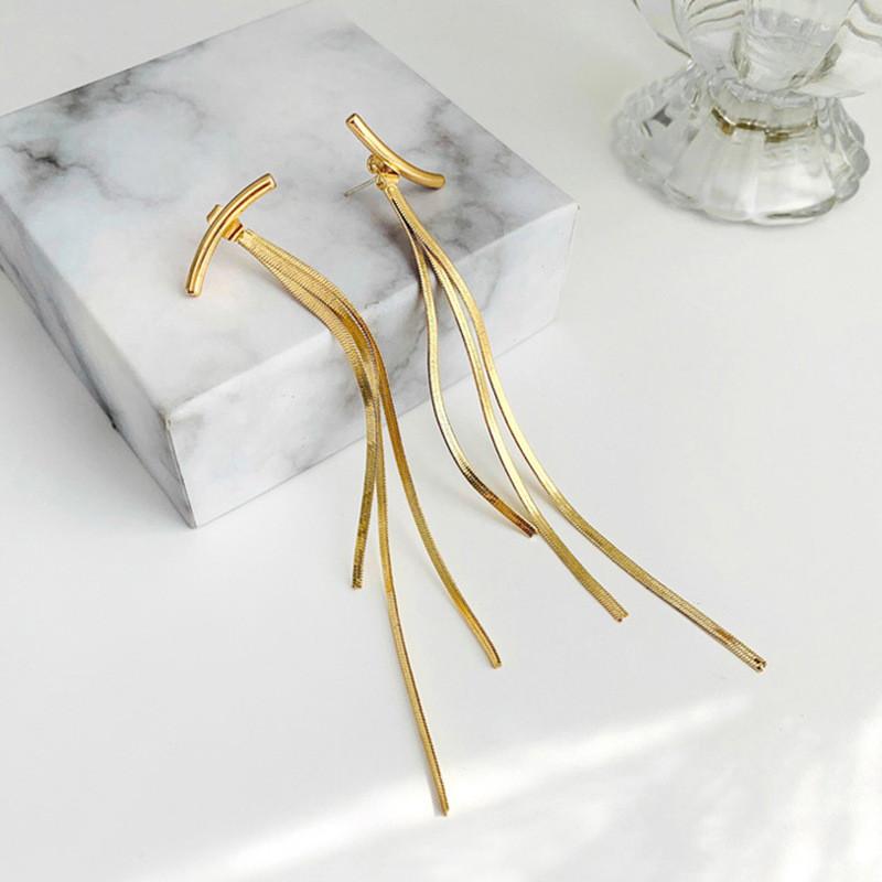 Alloy Chain Drop Earrings With Electroplating For Stylish Casual Wear And Gift Idea