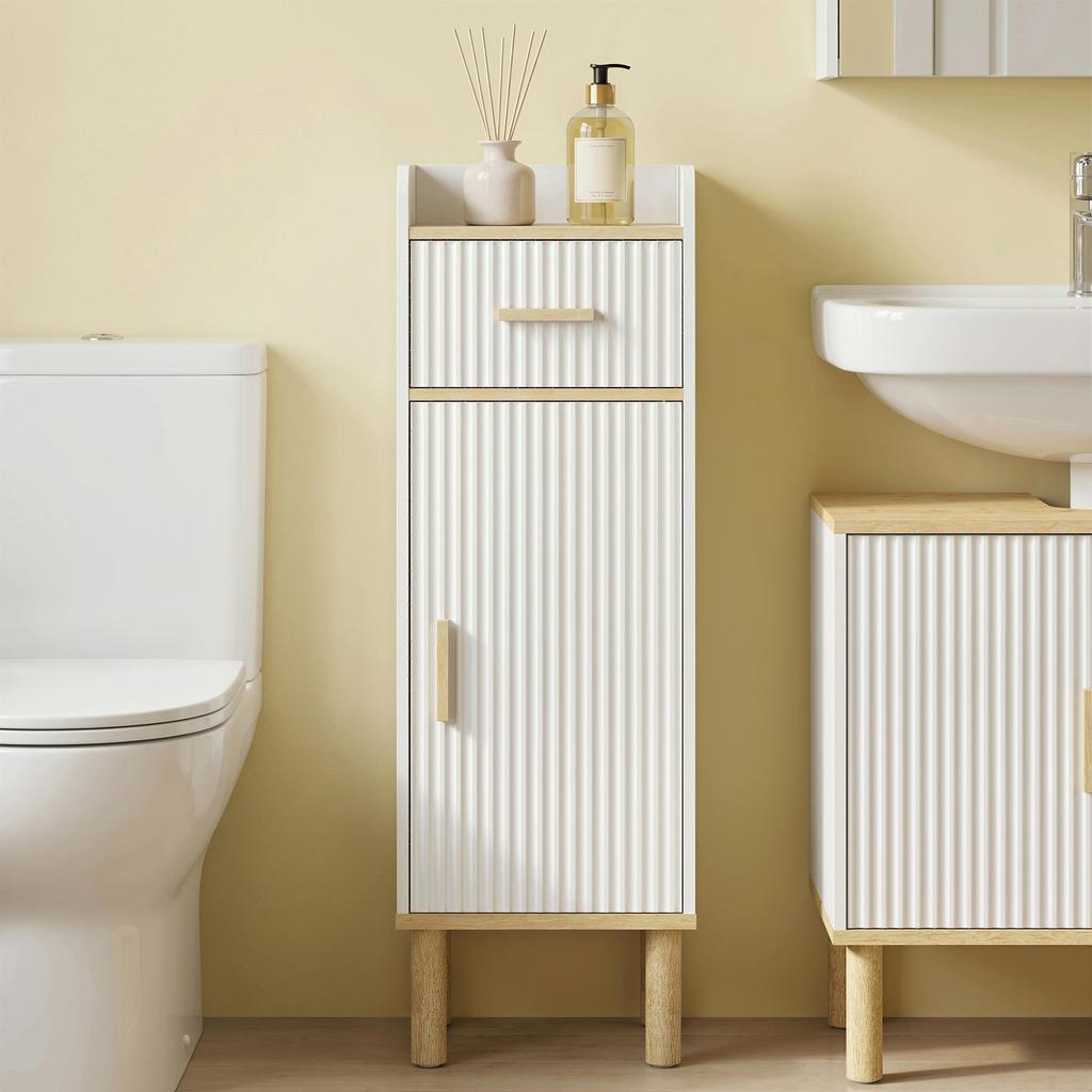 Narrow Bathroom Cabinet with Adjustable Shelf White