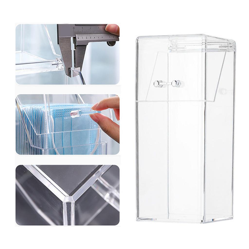 Clear Face Cover Dispenser with Lid Dust Proof Multifunction Vertical Dispenser for Home Office