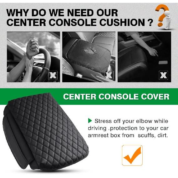 Shademax For Center Console Cover Jeep Grand Cherokee WL -2024 2025 2026 Accessories Armrest Cover Center Console Pad PU Leather Armrest Seat Box